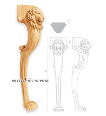 Unique oak table legs Antique style with lion head and paw