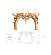 Floral arched applique, Wooden Baroque scroll onlay
