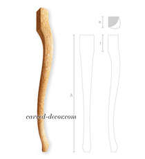 Square wooden furniture leg with carved flutes