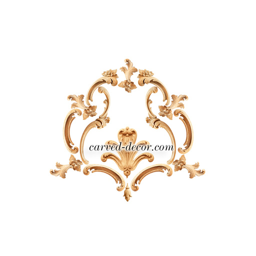 large horizontal decorative flower wood onlay applique baroque style