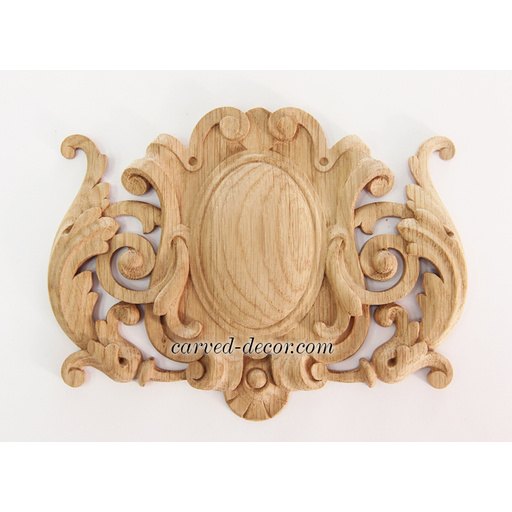 medium oval ornate floral acanthus scrolls wood cartouche baroque style