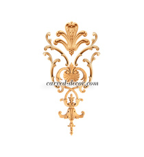 medium vertical hand carved scroll wood carving applique baroque style