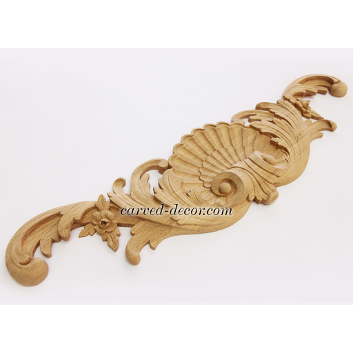 large horizontal artistic shell wood onlay applique baroque style