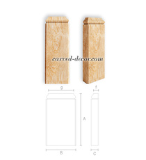 Rectangular wooden rosette for decorative pilasters