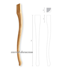 Unpainted Classic style cabriole furniture leg from beech