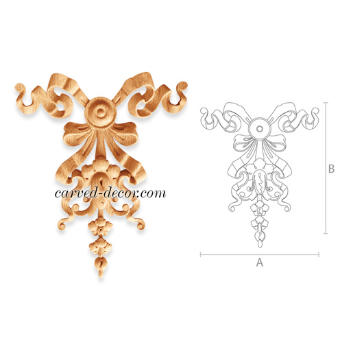 vertical carved ribbon wood applique baroque style