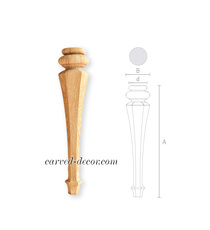 Traditional elongated wooden foot for furniture