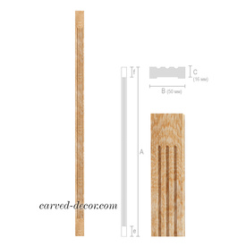 Decorative fluted pilaster from solid wood