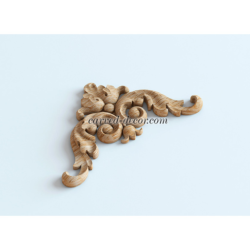 corner hand carved scroll wood onlay applique baroque style