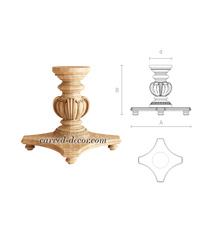 Carved Baroque style wooden round table pedestal