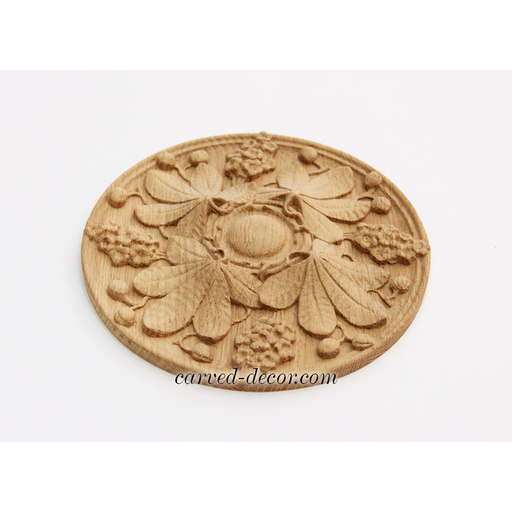 medium round wood carving floral wood medallion renaissance style