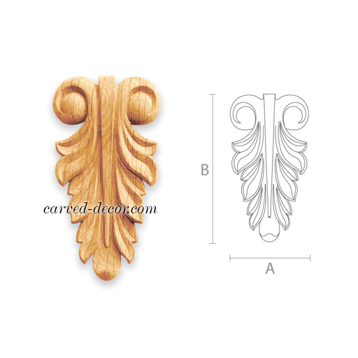 small vertical decorative scroll wood onlay applique classical style