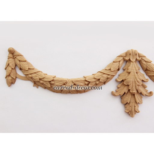 extra large horizontal carved leaf wood garland baroque style