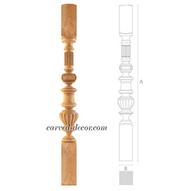 Wood carving wood newel posts  - Wooden stair parts