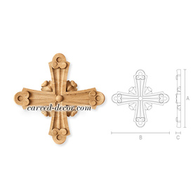Wooden Greek style cross, Church cross with acanthus