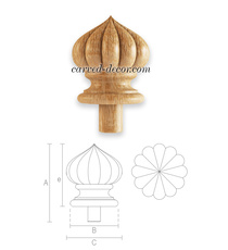 Unfinished carved wood Falcon finial for stairs post
