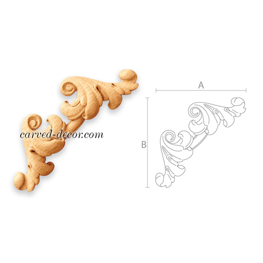 small corner ornamental scroll wood onlay applique classical style