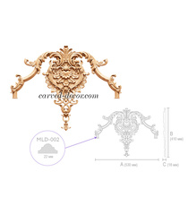 Baroque-style architectural floral applique from wood