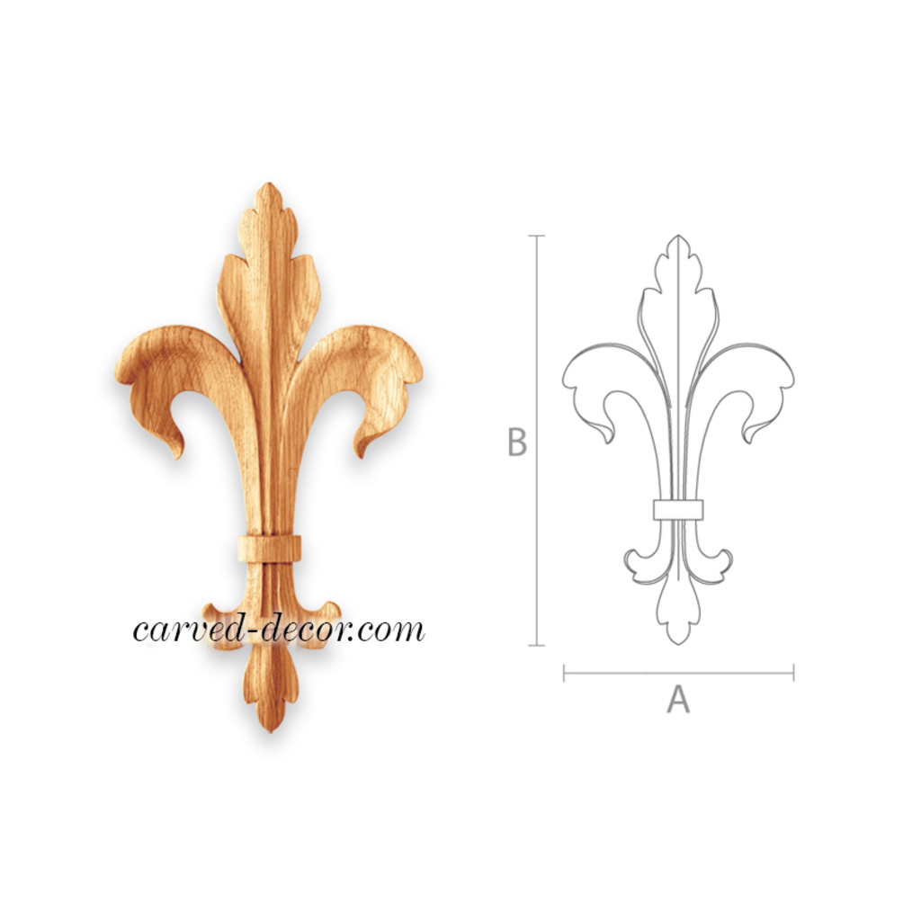 Onlay - Fleur de Lis Carved Wood