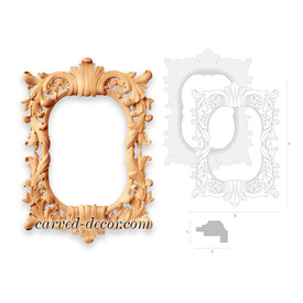Baroque wooden frame, Ornate floral frame
