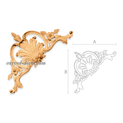 small horizontal decorative flower wood carving applique renaissance style