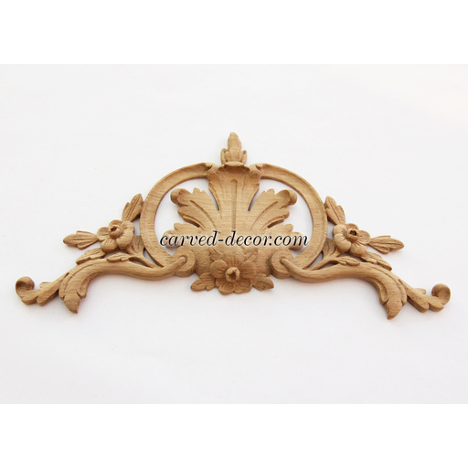 small horizontal decorative flower wood carving applique renaissance style