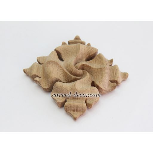 small square wood carving flower wood rosette art deco style