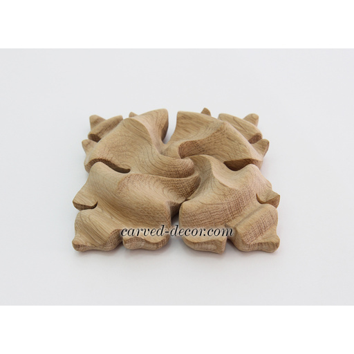 small square wood carving flower wood rosette art deco style
