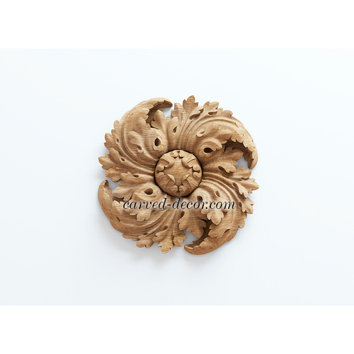 medium round decorative flower wood rosette appliques baroque style