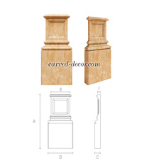 Unpainted half round column base from wood