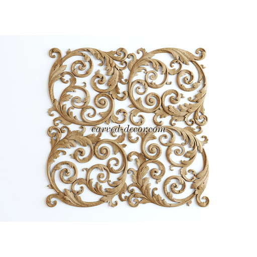 corner architectural floral acanthus scrolls wood onlay applique baroque style