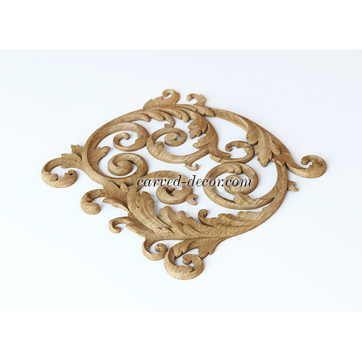 corner architectural floral acanthus scrolls wood onlay applique baroque style