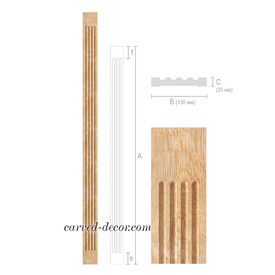 Hardwood fluted pilaster, Decorative wall pilaster