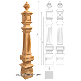 Renaissance style large wooden newel post