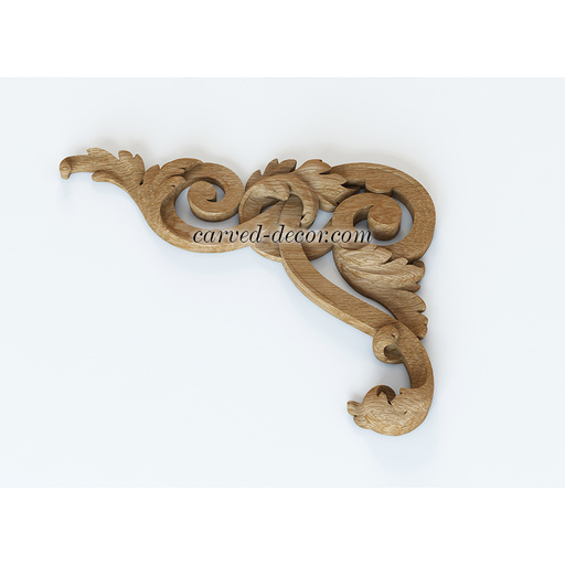 small corner decorative floral acanthus scrolls wood onlay applique victorian style