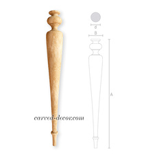 Long Classical style rounded furniture leg from wood