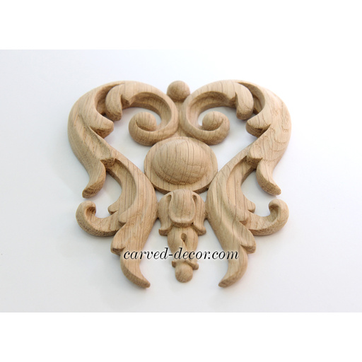 small ornate flower wood carving applique baroque style