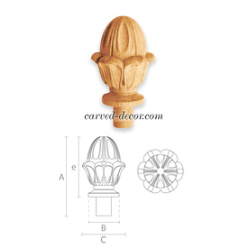 Classic floral finial, Unfinished wooden newel topper