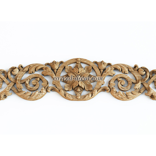 horizontal hand carved floral acanthus scrolls wood onlay applique baroque style