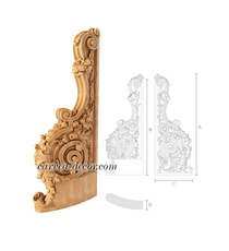 Wooden staircase post with flowers and acanthus, Right