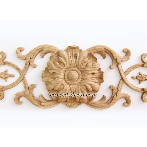 large horizontal carved flower wood carving applique victorian style