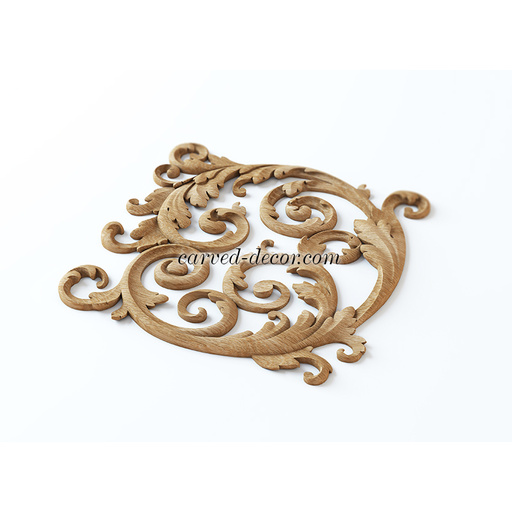 corner carved scroll wood onlay applique baroque style