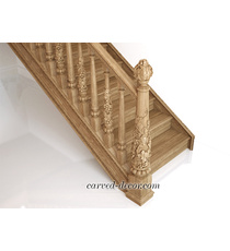 Carved Torch wooden decorative fluted newel post