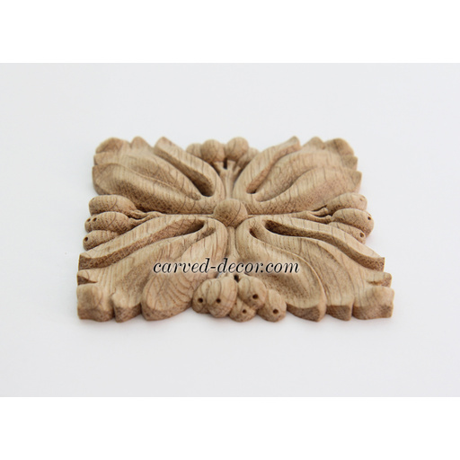small square ornate flower wood rosette appliques victorian style