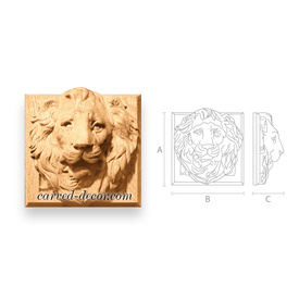 Lion head interior onlay, Carved lion applique