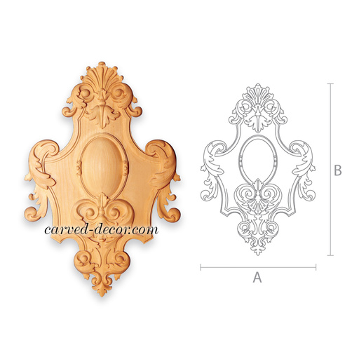 medium oval decorative floral acanthus scrolls wood cartouche classical style