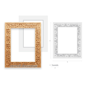 Wall mirror frame with flowers, Relief solid wood frame