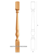 Carved Torch wooden decorative fluted newel post