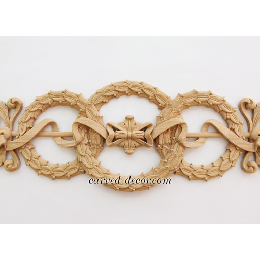 extra large horizontal architectural wreath wood carving applique baroque style