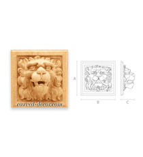 Custom square interior onlay with a lion from beech